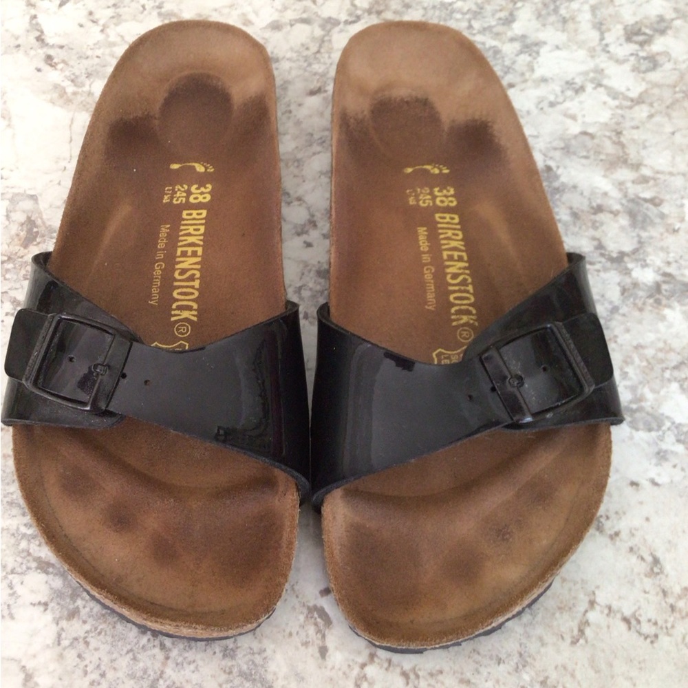 Birkenstock Sandals black patent leather size 8